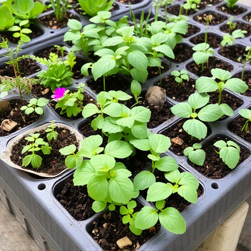 Variety of seeds in garden tray