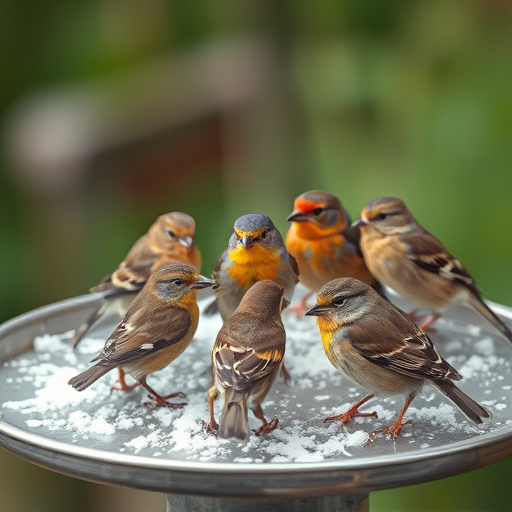 Variety of small birds on suet tray