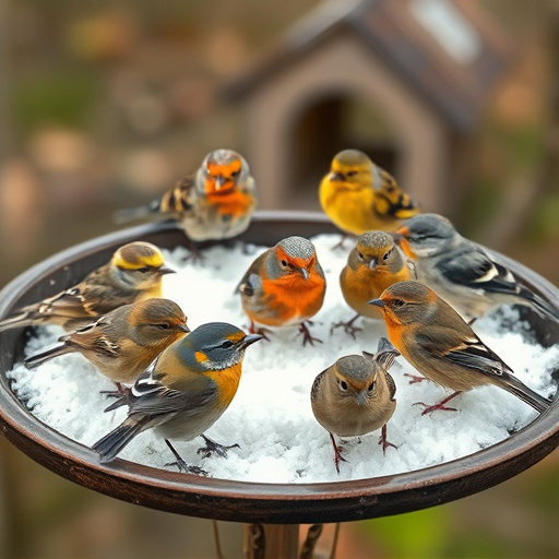 Variety of small birds on suet tray