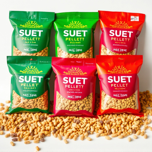 Variety of suet pellet flavours displayed