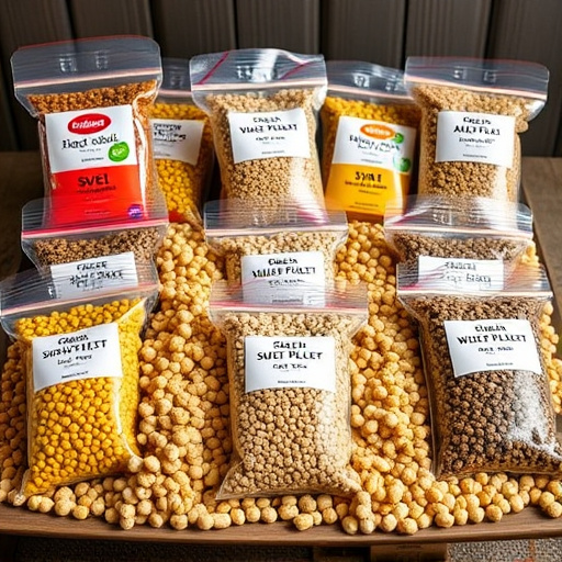 Variety of suet pellet flavours displayed