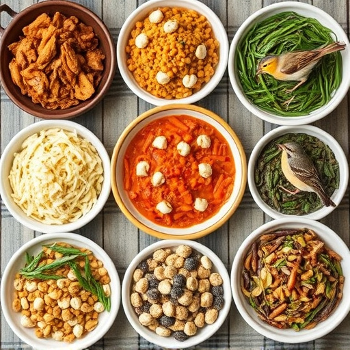 Variety of wild bird food in dishes