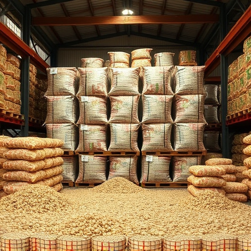 Warehouse full of suet pellet stock