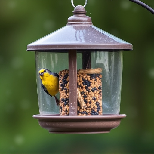 Weatherproof feeder protecting bird seed