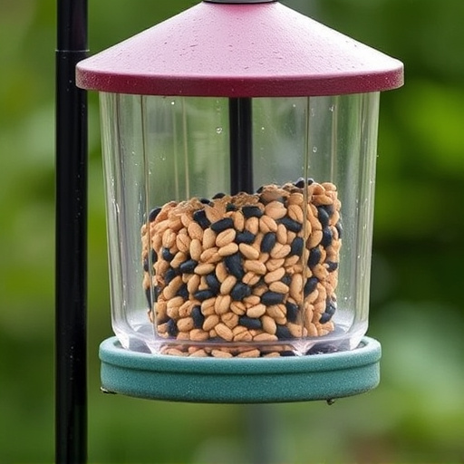 Weatherproof feeder protecting bird seed