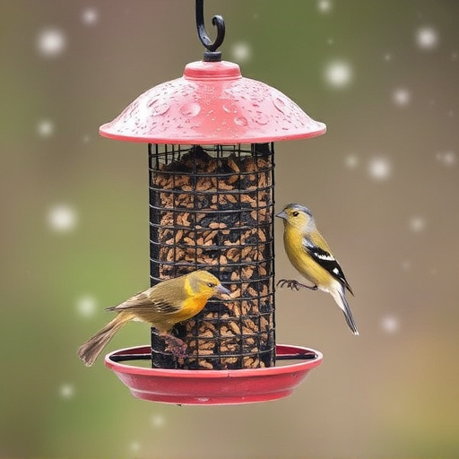 Weatherproof feeder protecting bird seed