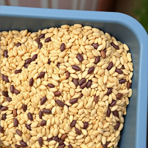 Wheat-free seed blend in feeding tray
