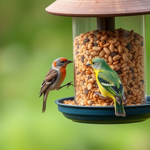 Wheat-free wild bird food in feeder