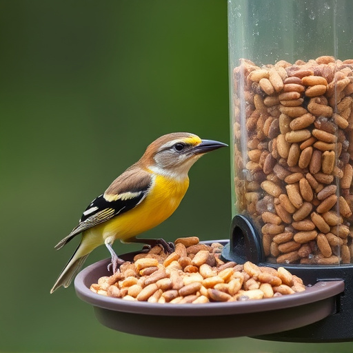 Wheat-free wild bird food in feeder