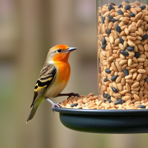 Wheat-free wild bird food in feeder