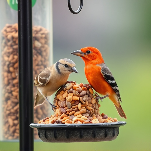 Wheat-free wild bird food in feeder