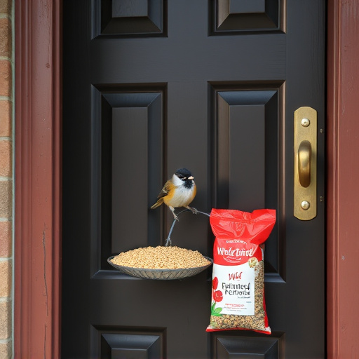 Wild bird food package at front door