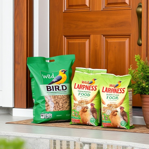 Wild bird food package at front door