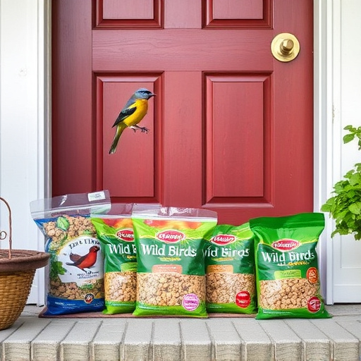 Wild bird food package at front door