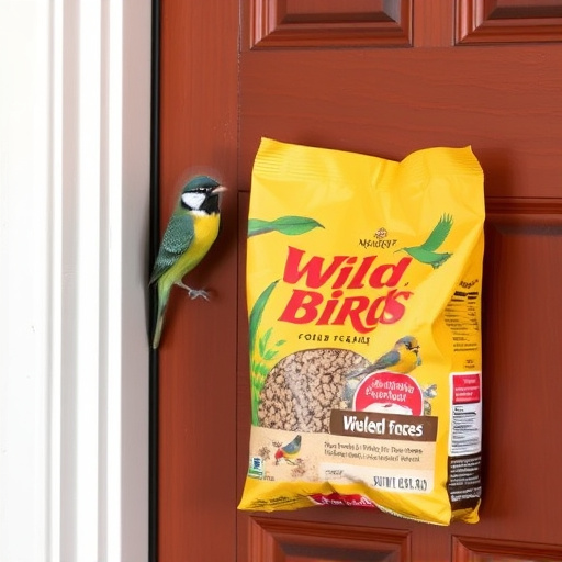 Wild bird food package at front door