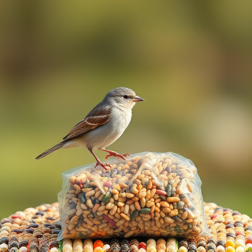 Wild bird seed in clear bulk packaging