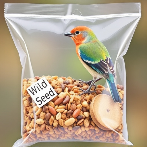 Wild bird seed in clear bulk packaging