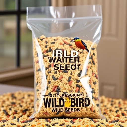 Wild bird seed mix in packaging