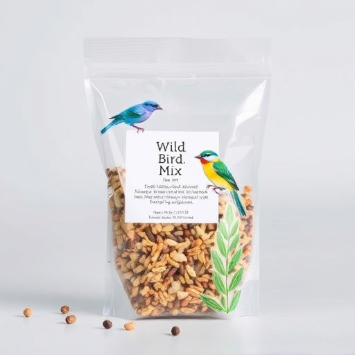 Wild bird seed mix in packaging