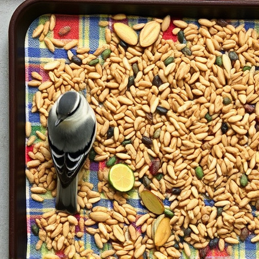 Wild bird seed mix on tray