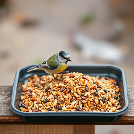 Wild bird seed mix on tray
