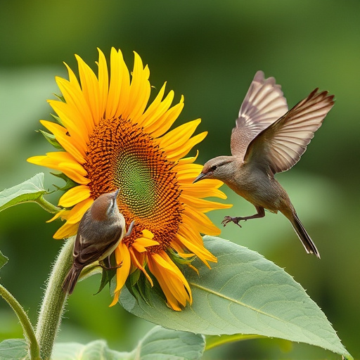 Wild birds eating sunflower hearts