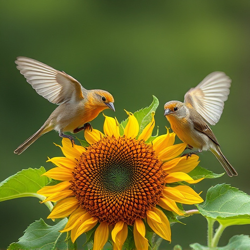 Wild birds eating sunflower hearts