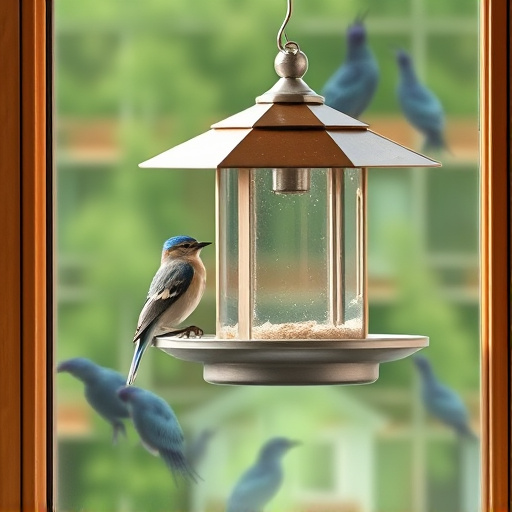 Window bird feeder attached to glass
