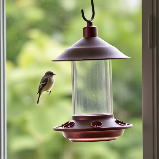 Window bird feeder attached to glass