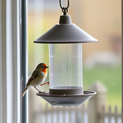Window bird feeder attached to glass