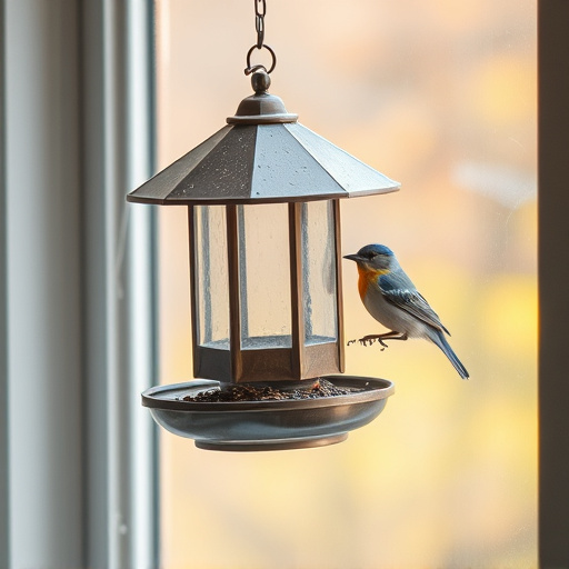 Window bird feeder attached to glass