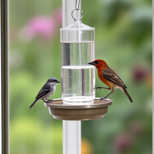Window feeder attracting garden birds
