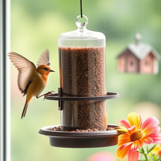 Window feeder attracting garden birds