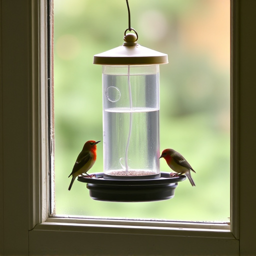 Window feeder attracting garden birds