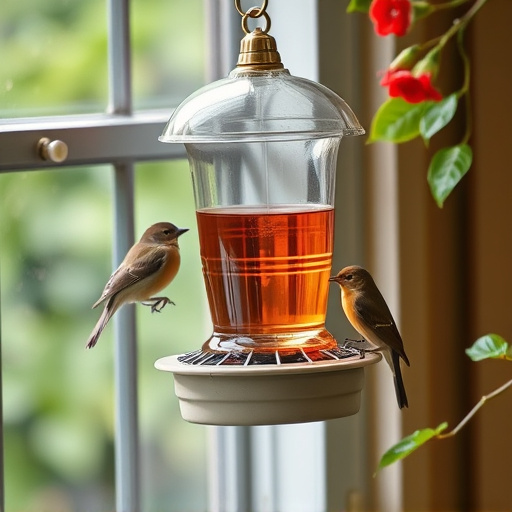 Window feeder attracting garden birds
