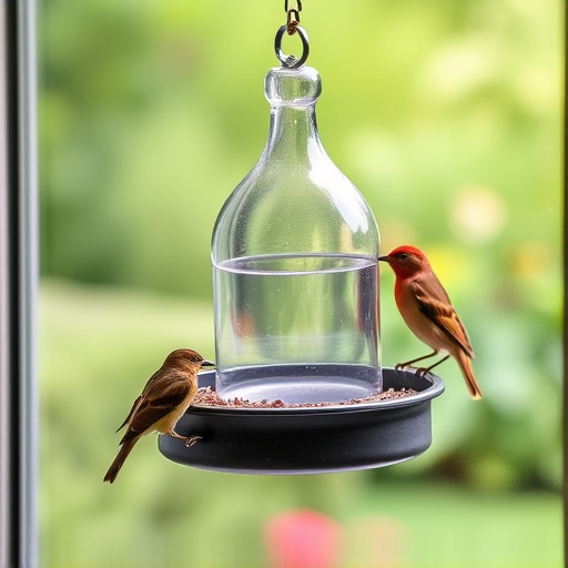 Window feeder attracting garden birds