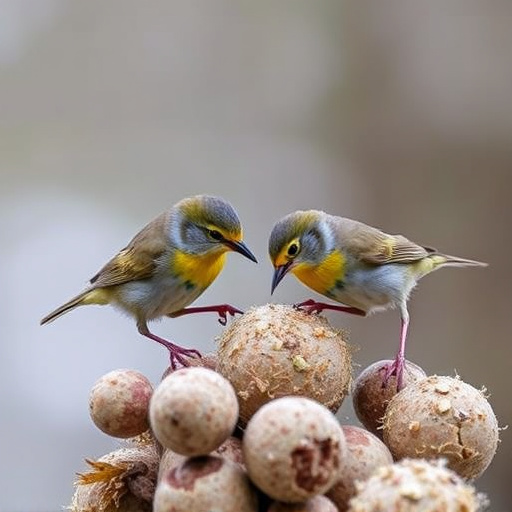 Wrens feeding on fat balls