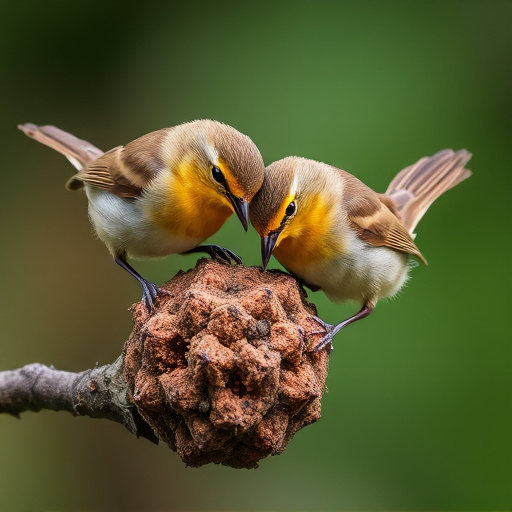 Wrens feeding on fat balls