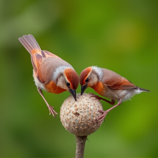 Wrens feeding on fat balls