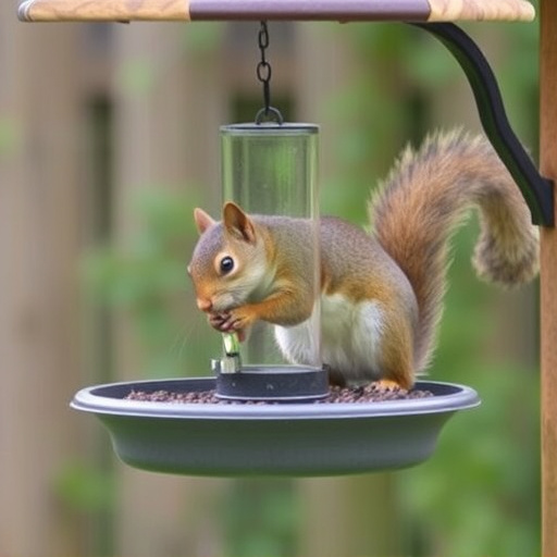 Backyard feeder protected from squirrel raids