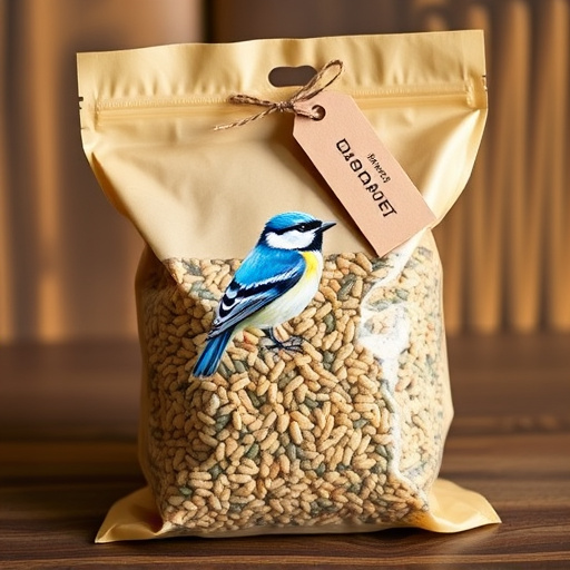 Bag of bird seed with delivery tag