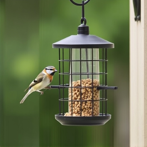 Bird feeder hanging with squirrel proof cage