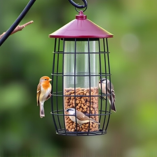 Bird feeder hanging with squirrel proof cage