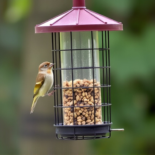 Bird feeder hanging with squirrel proof cage