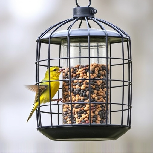 Bird feeder with protective metal cage