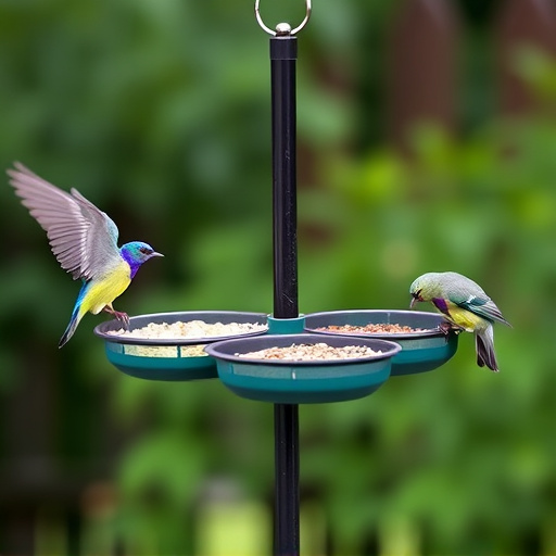 Bird feeding station with seed trays