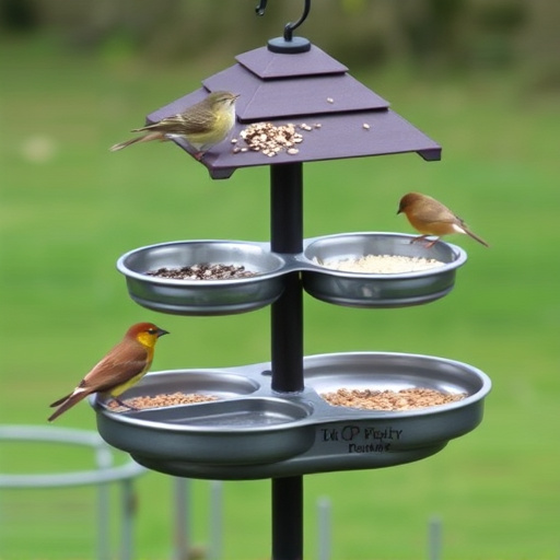 Bird feeding station with seed trays