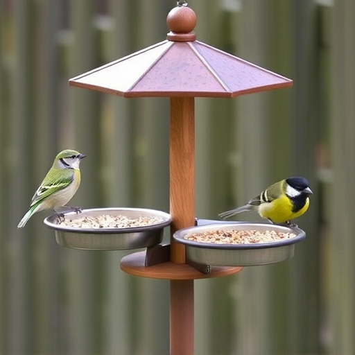 Bird feeding station with seed trays