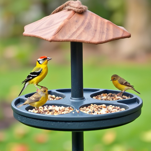 Bird feeding station with seed trays