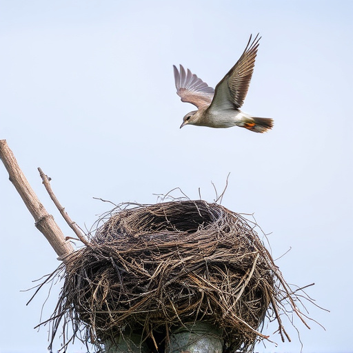 Bird flying from unused nesting spot